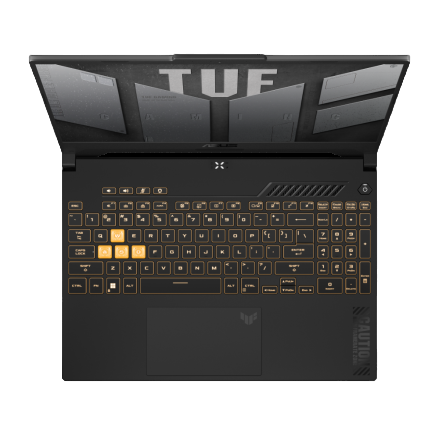 asus tuf gaming f15 laptop top-view