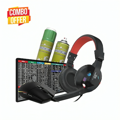 mouse mousepad headphone cleaner combo