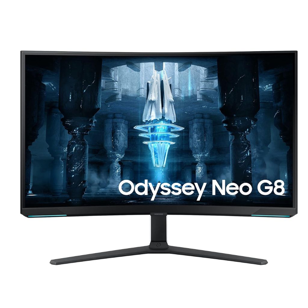 samsung odyssey neo g8 curved gaming monitor front view