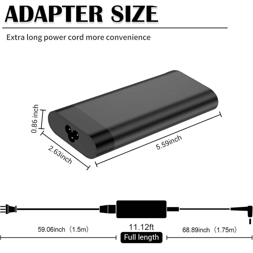135w laptop charger adapter size