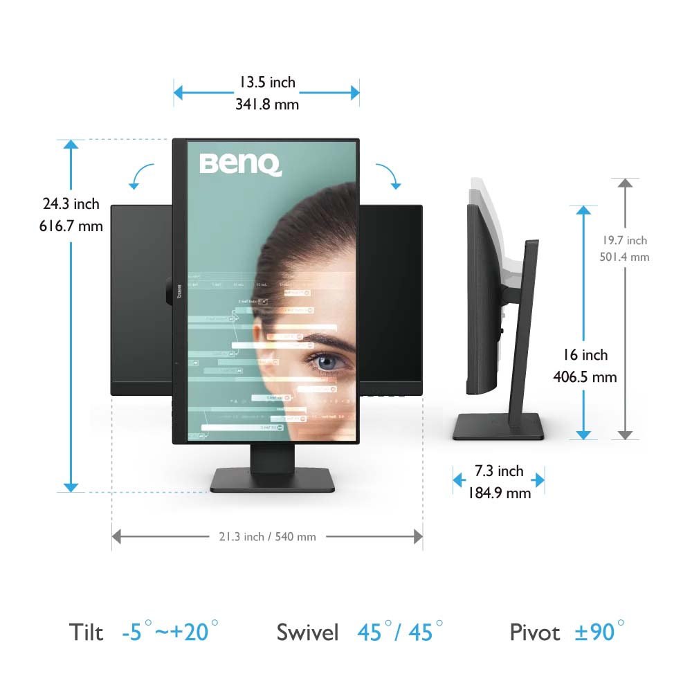 benq gw2785tc 27 inch monitor dimension