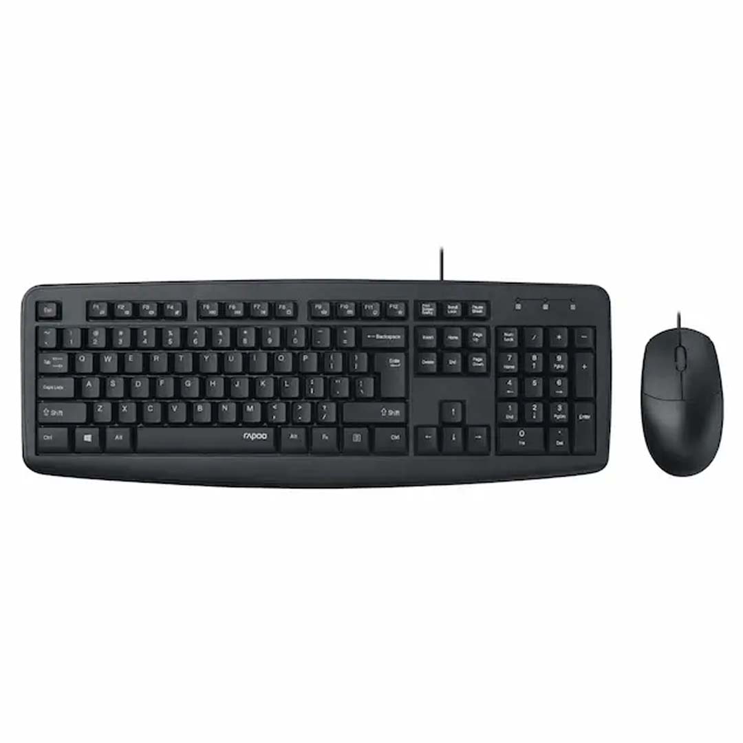 RAPOO NX1600 (Wired Optical Mouse and Keyboard Combo | Black Colour)