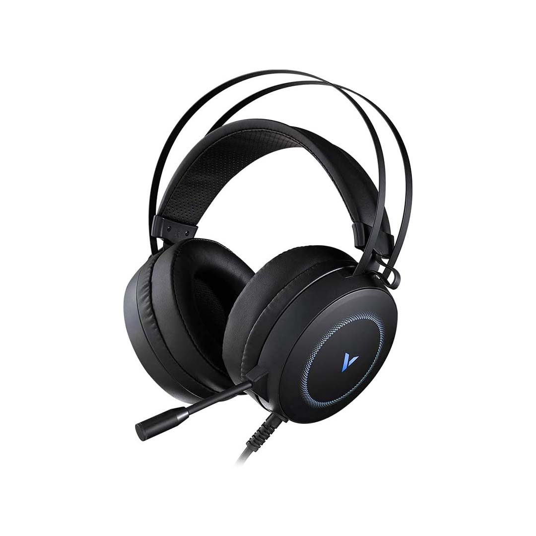 RAPOO VH160S (Gaming Headset for PC | with 7.1 Stereo Surround Sound | Canceling Mic & LED Light | Soft Memory Earmuffs | Black)