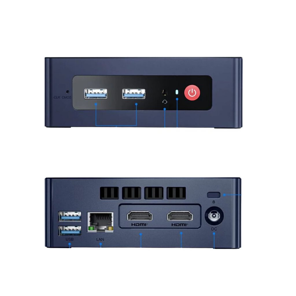beelink mini s mini pc celeron front and back