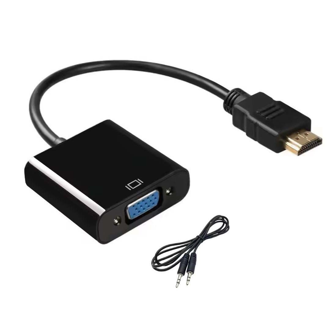 HDMI to VGA Adapter High-Speed 1080P HDTV Converter Male to Female with Audio Cable for Computer, Desktop, Laptop, PC, Monitor, Projector, HDTV & Other Devices with HDMI Connection (Black)