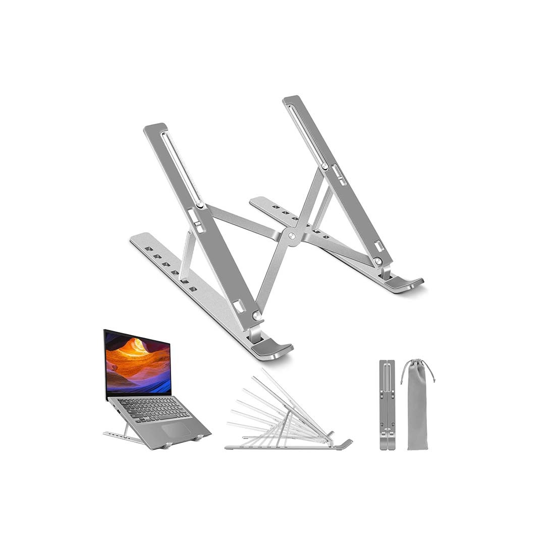 Laptop Stand fit for 10-17 Inches ( Folding Storage Bracket ,Multi size use,7 knots lift adjustment, comfort angle, folding storage, Compatible with MacBook, Dell, Tablet, Smartphone)