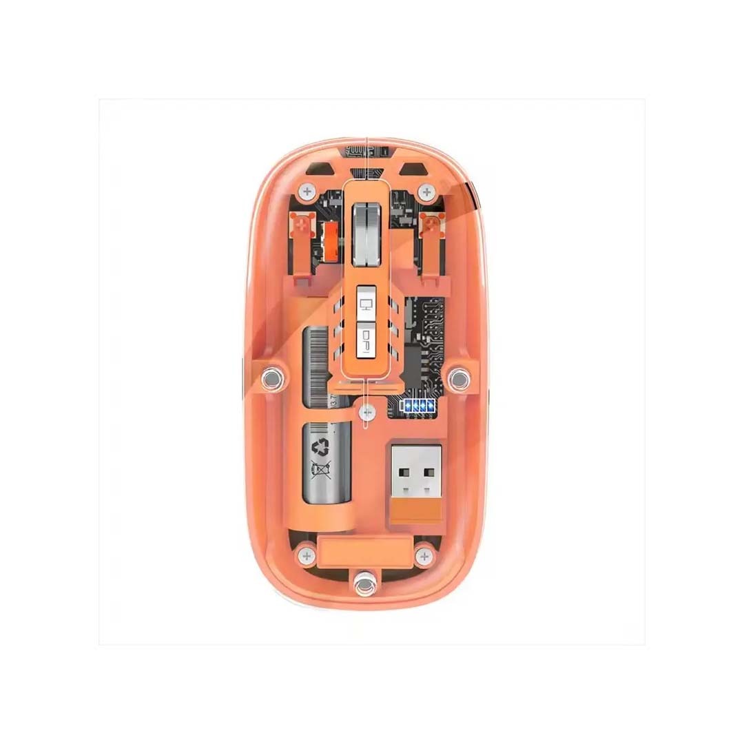 Magnetic Transparent Rechargeable Wireless Mouse 2.4G (BT + USB Rechargeable Mouse for Laptop & PC)