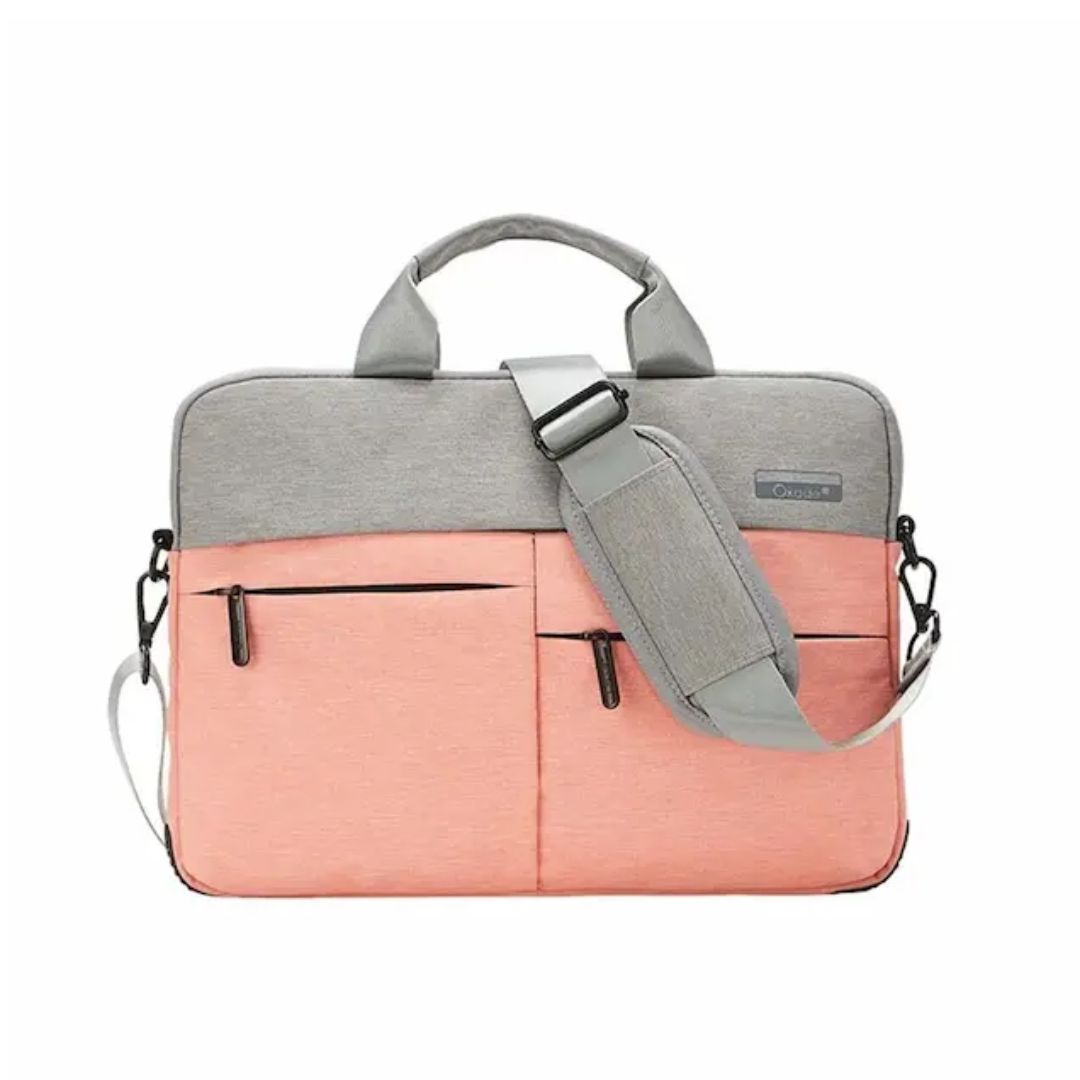 OKADE T54 Travel 15.4inch-16inch Laptop Shoulder Bag Color Splicing Four Corners Anti-collision Design Waterproof Notebook Handbag (with Shoulder Strap)